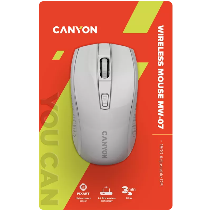 Rato Canyon MW-7, para destros, RF sem fios, ótico, 1600 DPI