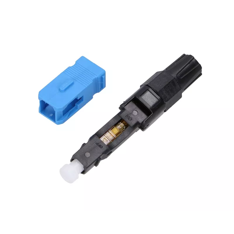 Conector rápido de fibra ótica Extralink SC/UPC macho, embalagem individual, preto ou azul