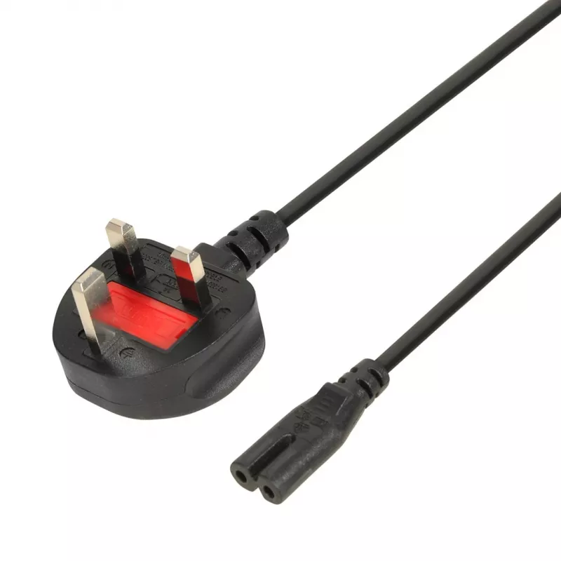 Cabo de alimentação IBOX Euro 2 polos 1,8 m com ficha UK VDE, IEC C7, preto, condutor de cobre