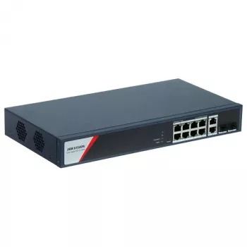 Switch de rede Hikvision DS-3E1512HP-SI-8P2T2F gerido Gigabit Ethernet (10/100/1000) Power over Ethernet (PoE) azul