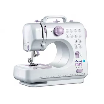 Máquina de costura semiautomática Łucznik Mini — elétrica, 3 pontos, casa de botão em 4 passos, braço livre