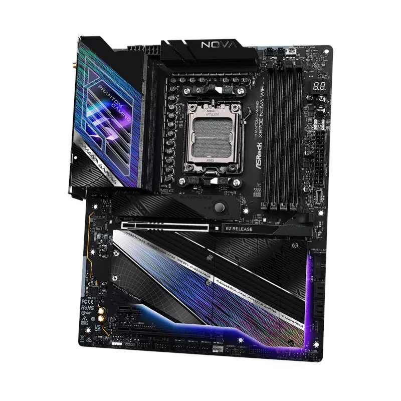 Motherboard ASROCK MK X870E NOVA WIFI AMD X870E Socket AM5 ATX, DDR5, 4x DIMM, 256GB, Wi-Fi 7, BT 5.4, 5Gb LAN, PCIe Gen5 M.2