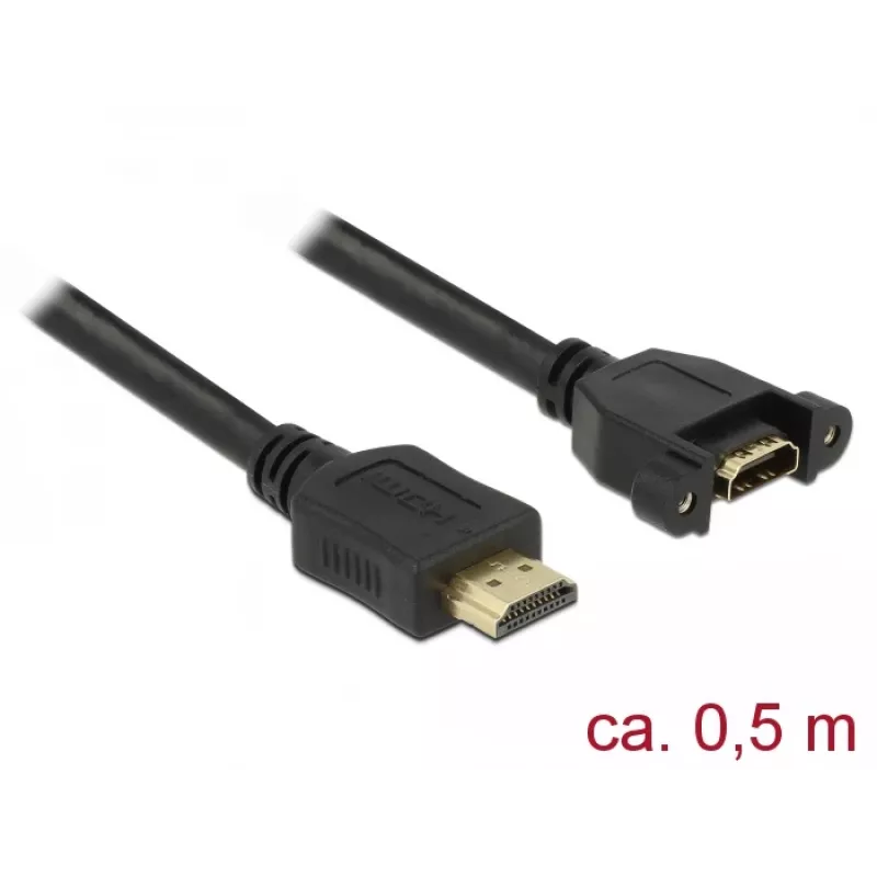 Cabo HDMI DeLOCK 85463 0,5 m tipo A ficha para conector fêmea, preto
