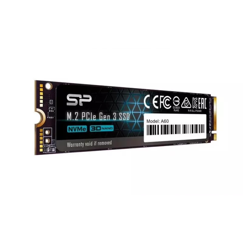 SSD M.2 NVMe Silicon Power P34A60 2 TB, PCIe 3.0 x4, leitura 2200 MB/s, escrita 1600 MB/s