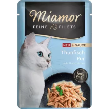 Comida húmida para gatos Miamor Fine Filets Atum em Molho 100 g saqueta, sem cereais, 83 % humidade