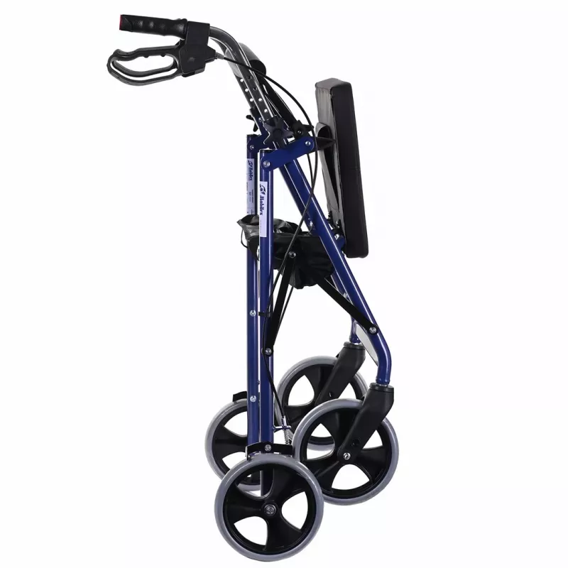 Andarilho com quatro rodas e assento, azul/preto