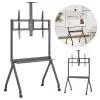 Suporte de TV MACLEAN MC-114 B suporte de chão portátil para ecrãs de 55–100 polegadas, carga máx. 120 kg, VESA 200x200–900x600, altura 115–152 cm, preto, prateleira