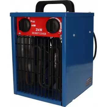 Aquecedor elétrico com ventilador BLAUPUNKT EH7010 – 2000 W, elemento em aço inoxidável, IPX4, instalação no chão, para até 22 m², preto/azul/vermelho