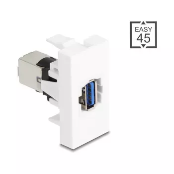Módulo Keystone DELOCK 90910 – conector USB-A plano, branco, 45×22,5×42,6 mm