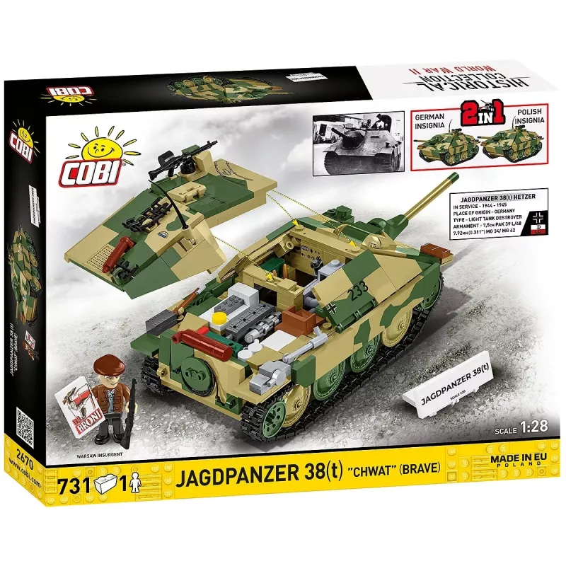 Conjunto de construção Cobi Blocks Jagdpanzer 38t Brave, 731 peças