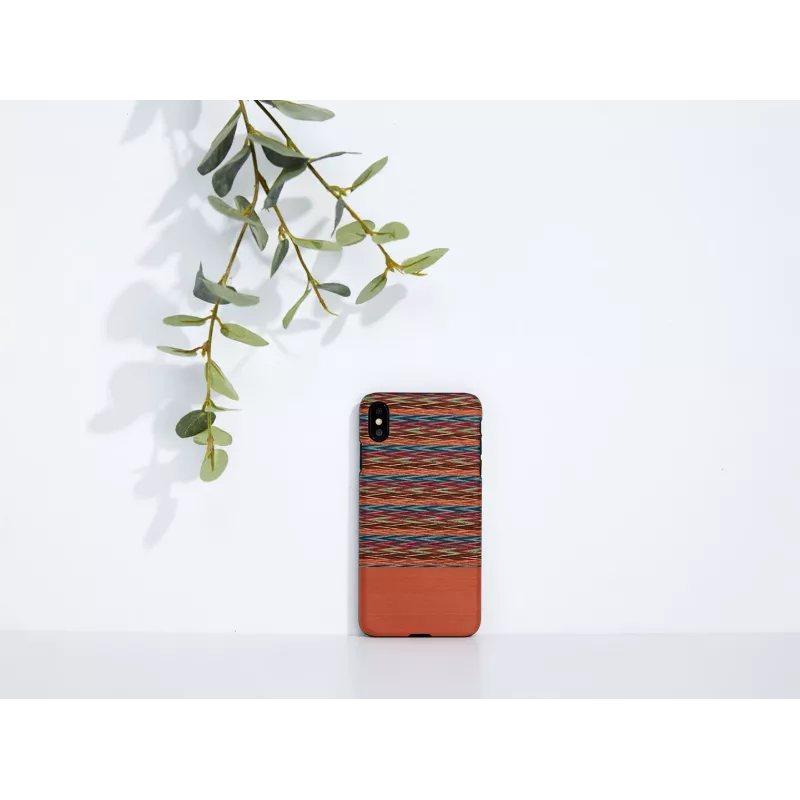 Capa para telemóvel man and wood para iPhone X/XS — padrão xadrez castanho com detalhes pretos