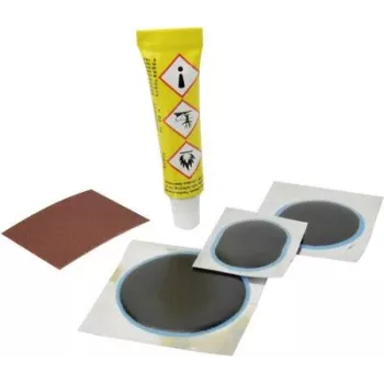 Kit de reparação de bicicleta FISCHER 85480 – kit de remendos compacto 4,8 x 9,8 x 1,8 cm