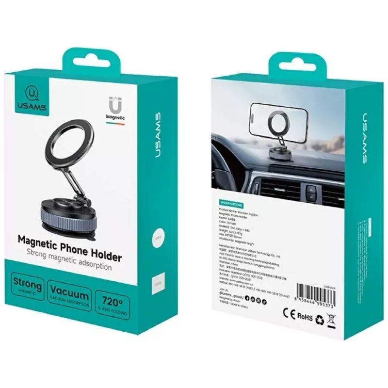 Suporte para telemóvel USAMS ZJ084 magnetic tarnish — suporte magnético para carro/mesa para smartphones