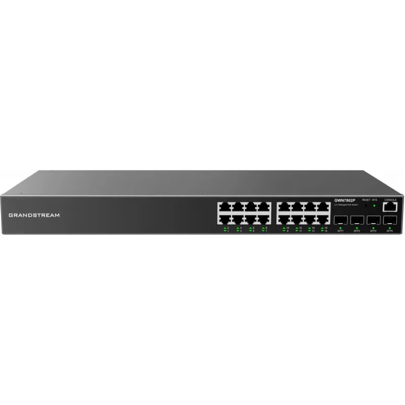 Switch gerido Grandstream GWN7802P L2+ PoE+, 16x Gigabit, 4x SFP