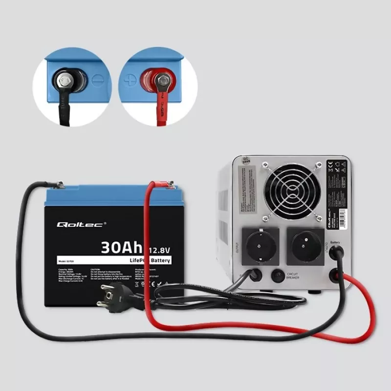 Bateria recarregável LiFePO4 QOLTEC 12,8V 30Ah 384Wh com BMS