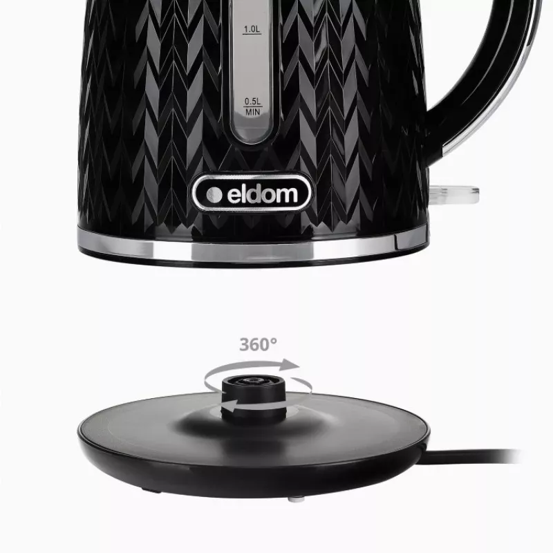 Chaleira elétrica NELO, capacidade de 1,7 l, 2000 W, preta