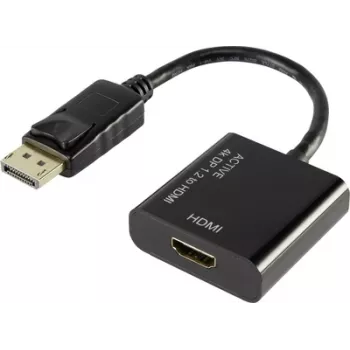 Conversor de vídeo Renkforce DisplayPort para HDMI, modelo 1407508, preto