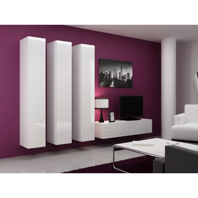 Cama conjunto de armários de sala VIGO 14 branco/branco brilhante