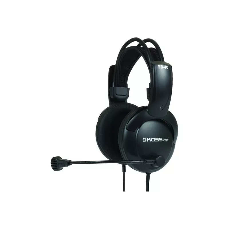 Auscultadores/headset Koss SB40 com fio, arco de cabeça, chamadas/música, preto