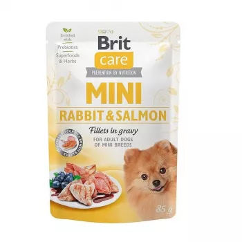 Comida húmida para cães Brit Mini Coelho & Salmão 85 g — BRIT Care sem cereais, sem glúten, cães adultos de raças pequenas
