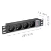 PDU de alumínio Qoltec para RACK 10'' | 1U | 16A | 4xFRANCESA | 1,8m
