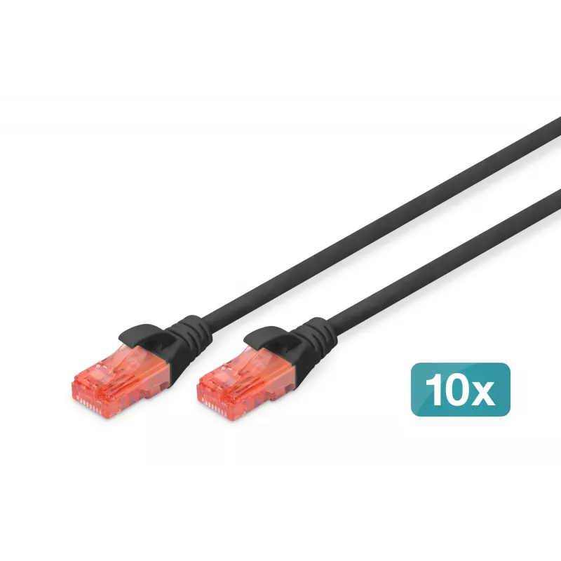 Cabo de rede Digitus CAT 6 U/UTP 0,5m RJ-45 preto