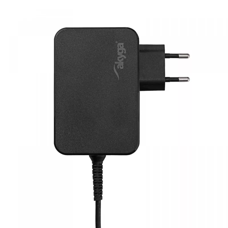 Fonte de alimentação para portátil Akyga AK-ND-81 USB-C GaN 65 W, PD 3.0, 5–20 V, cabo de 1,8 m, preto