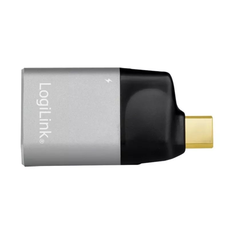 Adaptador LogiLink USB 3.2 Gen2 Type-C macho para HDMI-A USB-C 4K PD alumínio preto/cinzento