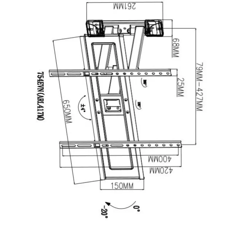 Suporte de parede para TV TB-754E 37-70 polegadas 35kg máx VESA 600x400