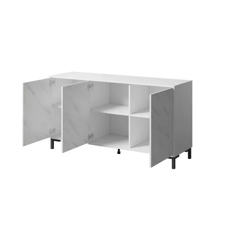 Cómoda MARMO 3D 150x45x80.5 cm branco mate/mármore branco