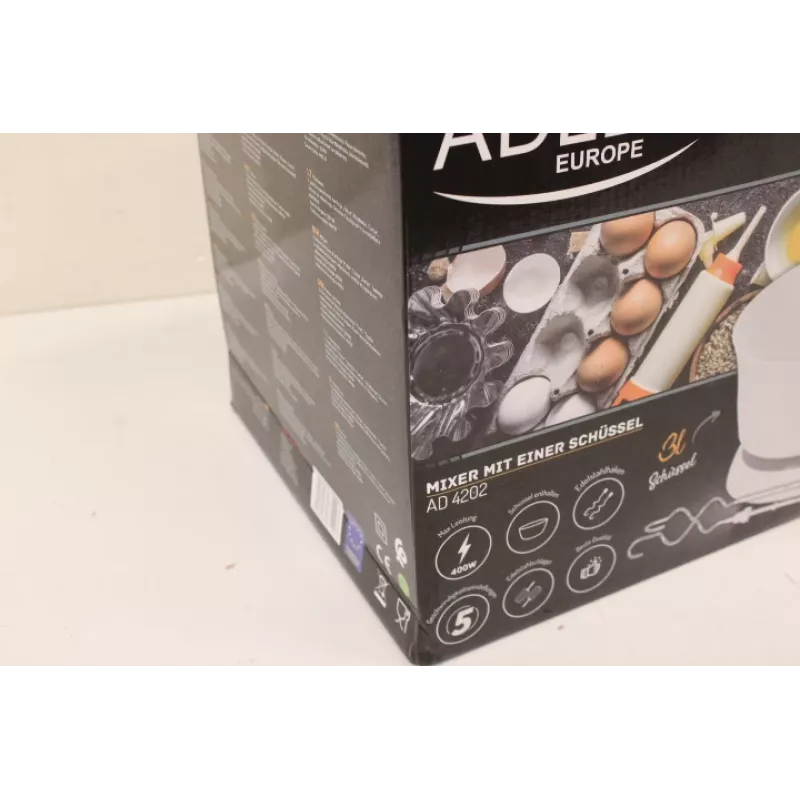 SALE OUT. | Adler | Batedeira | AD 4202 | Batedeira com taça | 300 W | 5 velocidades | Modo turbo | Branco | EMBALAGEM DANIFICADA