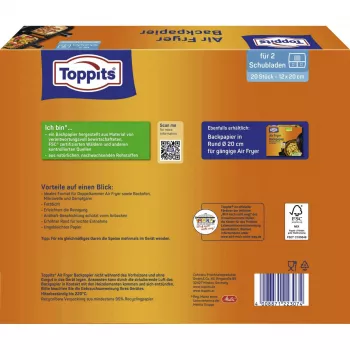 Papel de forno Toppits para fritadeira de ar quente (12x20cm)