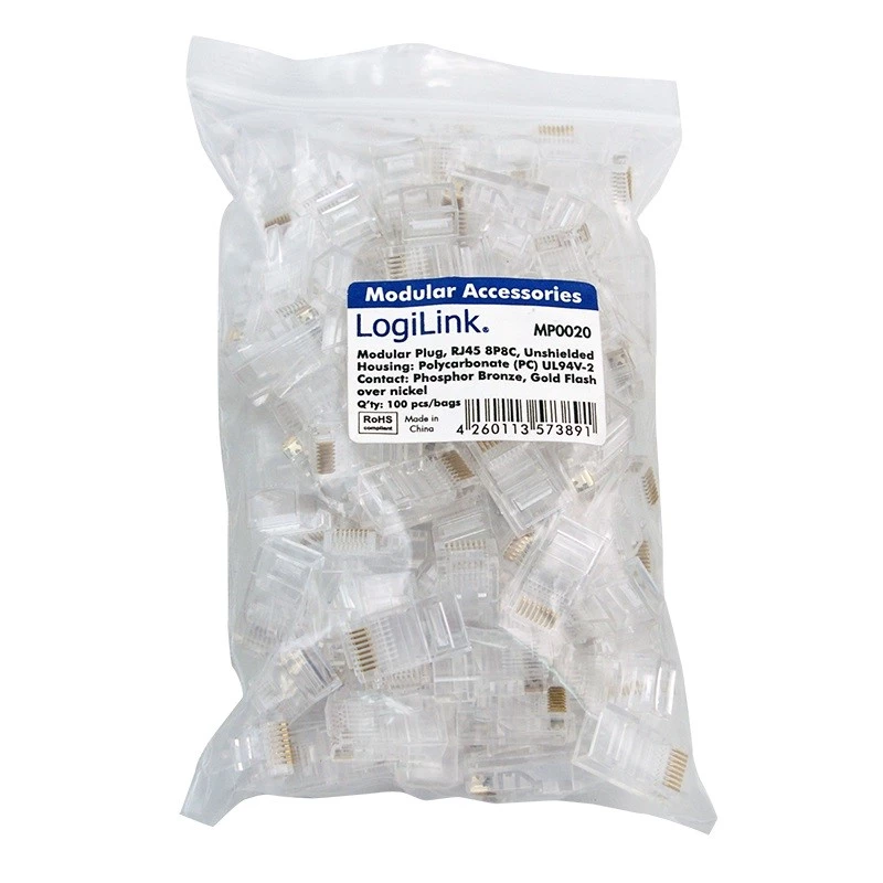 Ficha RJ45 LogiLink MP0020 transparente