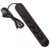 Extensão elétrica MACLEAN MCE395 B — 5 tomadas, 3×USB, 110–240V AC, 2,1A USB, 2500W, cabo de 1,5 m, preto