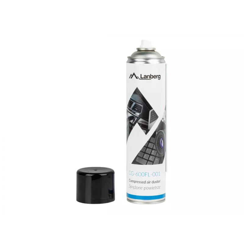 Spray de ar comprimido LANBERG CG-600FL-001 — 600 ml, para limpeza de PC, preto/azul/branco