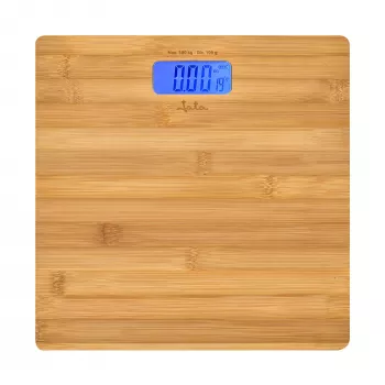 Balança de pessoas eletrónica Jata HBAS1489 — capacidade 180 kg, precisão 100 g, LCD 10,2 cm, plataforma em bambu