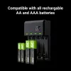 Carregador Green Cell GC VitalCharger com 4× pilhas recarregáveis AA 2000mAh NiMH