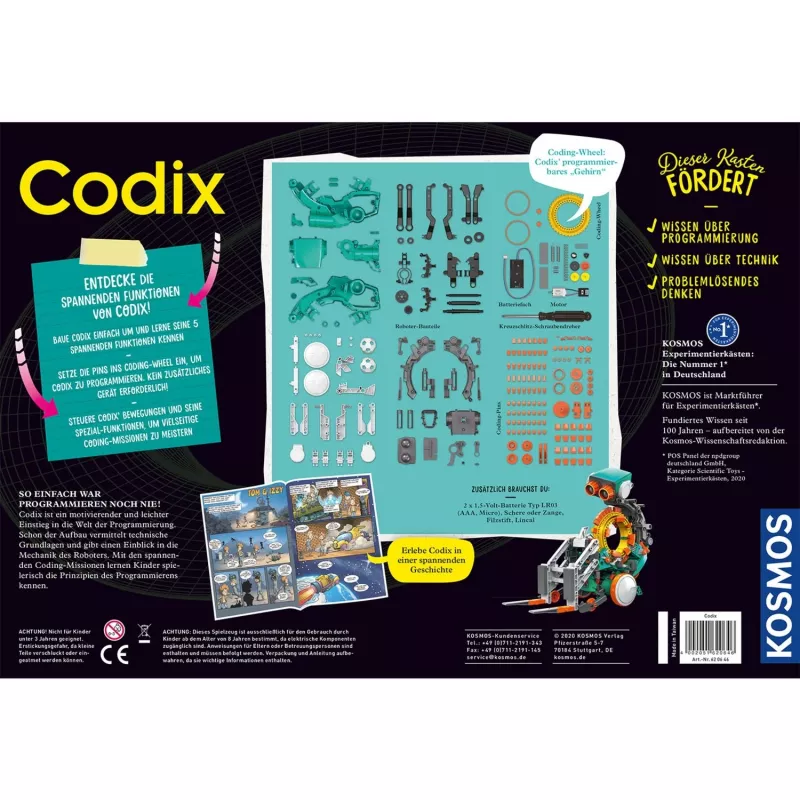 Kosmos Codix, kit de construção, 8 anos Kosmos Codix. Tipo de produto: kit de construção, idade mínima recomendada: 8 anos