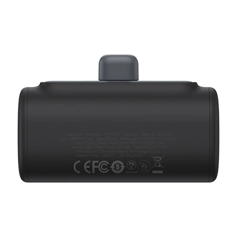 Powerbank Baseus Compact (IP Edition) 20W USB-C Fast Charge 5000mAh Cluster preto