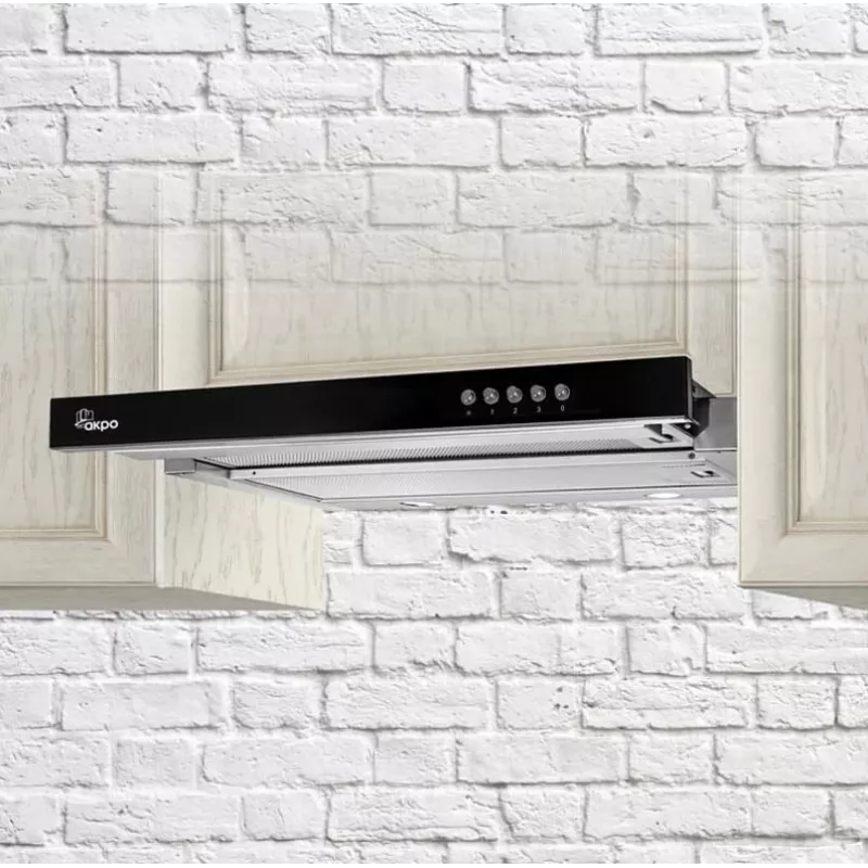 Exaustor de encastre Akpo WK-7 Light Glass 50 em aço inoxidável, preto