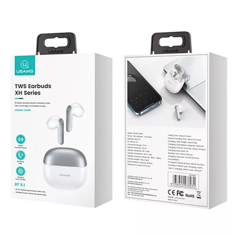 Auscultadores USAMS TWSXH Series Dual Mic sem fios azul/azul BHUXH03