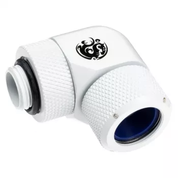 Bitspower BP-DWE90RMLA14 Advanced Multi-Link adaptador rotativo de 90°, G1/4 macho para tubo rígido de 14 mm de diâmetro exterior, branco