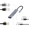 Dock/replicador de portas para portátil Gembird A-CM-COMBO5-02 com fios USB 3.2 Gen 1 (3.1 Gen 1) Type-C prateado