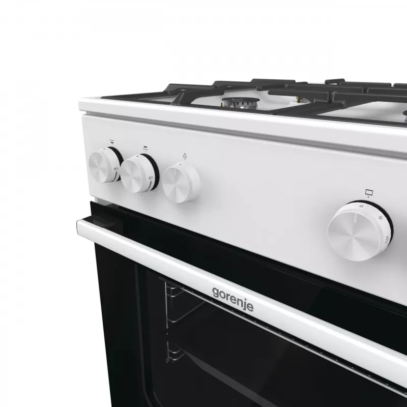 Fogão a gás independente Gorenje GG6A10WFFM, branco, placa de 4 bicos, forno a gás de 72 L, botões frontais