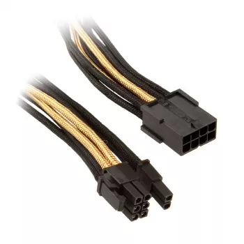 Cabo SilverStone PCI 8 pinos para PCIe 6+2 pinos, 250 mm – preto/dourado