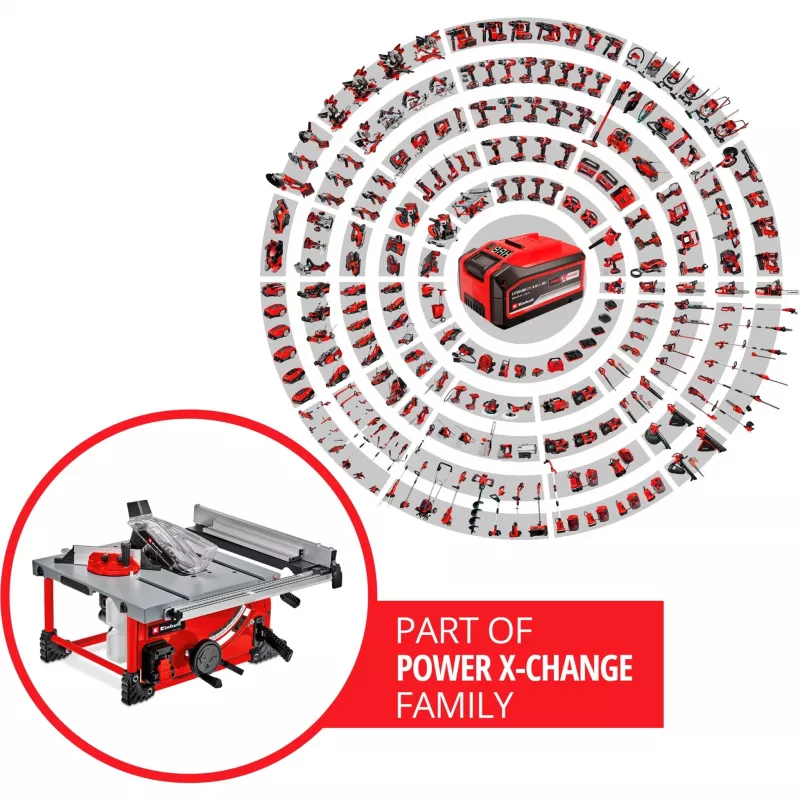 Serra circular de bancada a bateria Power X-Change TE-TS 36/210 Li-Solo, 36 Volt (2x18 V) (vermelho, sem bateria e carregador)