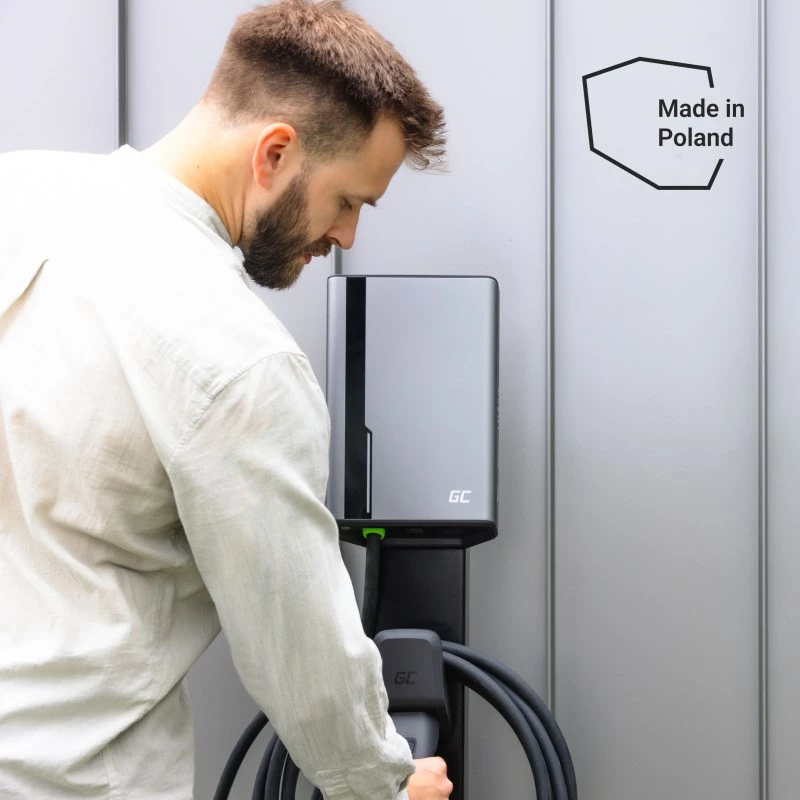 Green Cell HabuDen EVGC021B2250 Wallbox carregador para veículos elétricos 22 kW 32A, Type 2, cabo de 5 m, NFC, Bluetooth, Wi-Fi, alumínio