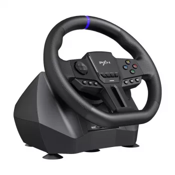 Volante gaming PXN PXN-V900 Gen2 com sensibilidade ajustável e feedback de vibração