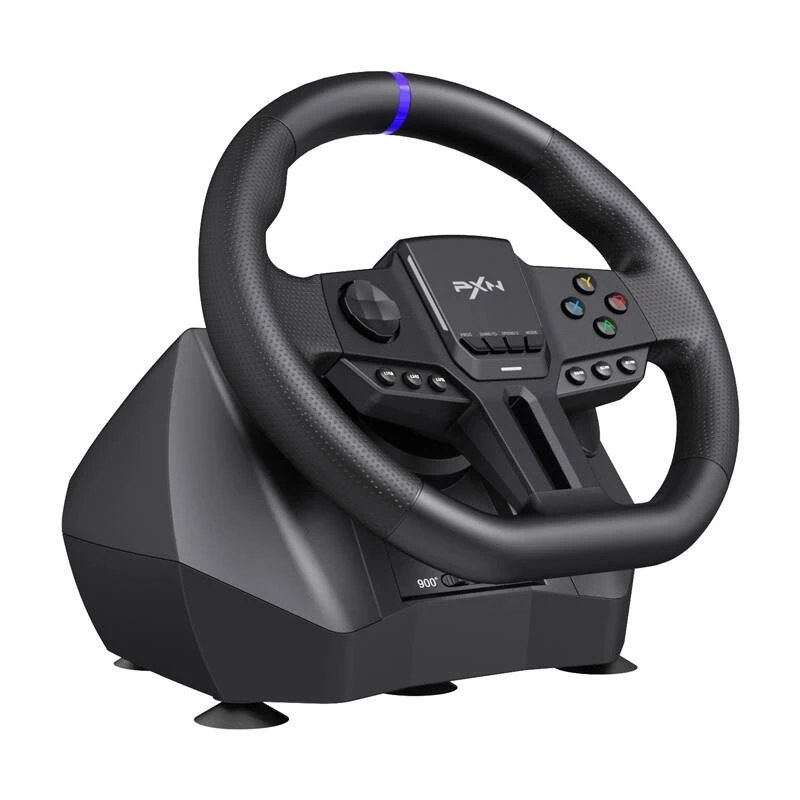 Volante gaming PXN PXN-V900 Gen2 com sensibilidade ajustável e feedback de vibração