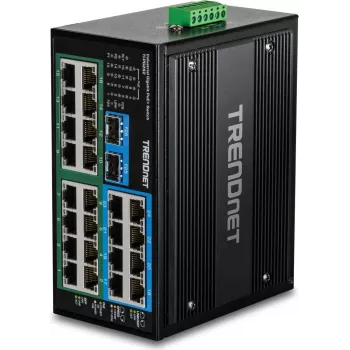 Switch industrial TRENDnet 26 portas Gbit PoE+ metal calha DIN (TI-PG262)